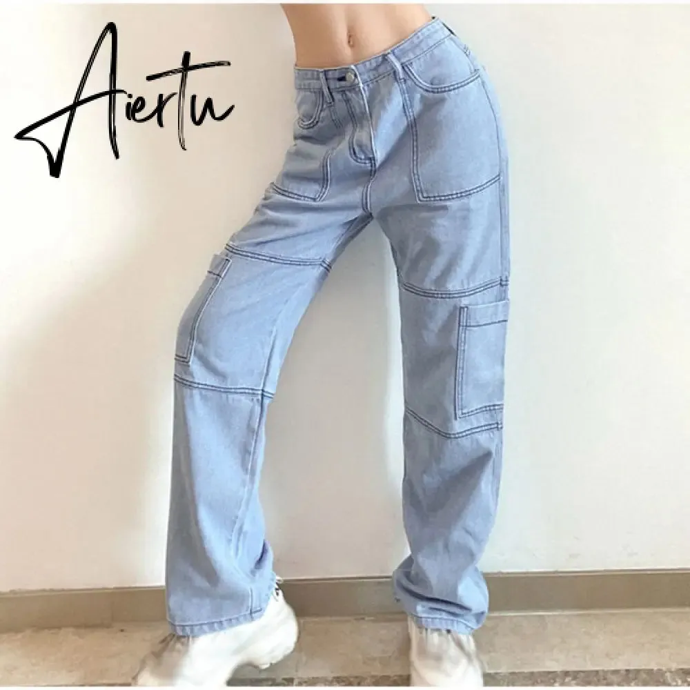 Y2K Low Rise Staright Cargo Jeans Wrap Belt Retro Denim Pants Ruched Drawstring Women Denim Trousers Street Indie Aesthetic Jean