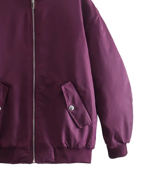 Zip Up Baseball Collar Puffer Jacket